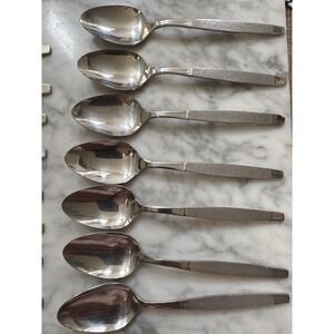 Wallace Silver Montisi Stainless Teaspoons Set of 7 Textured Glossy Taiwan